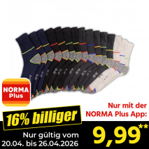 Nur mit der NORMA Plus App günstiger: »Kurzschaft-Arbeitssocken 15 Paar«