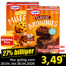 Nur mit der NORMA Plus App günstiger: »Backmischungen«