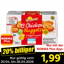 Nur mit der NORMA Plus App günstiger: »12 Chicken Nuggets«