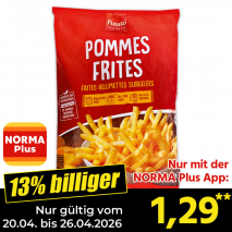 Nur mit der NORMA Plus App günstiger: »Pommes Frites«
