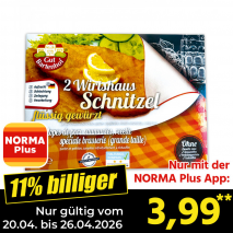 Nur mit der NORMA Plus App günstiger: »Schnitzel«