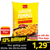 Nur mit der NORMA Plus App günstiger: »Wellen Pommes«