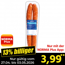 Nur mit der NORMA Plus App günstiger: »'Podwawelska' Brühwurst«