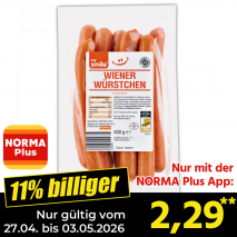 Nur mit der NORMA Plus App günstiger: »Wiener Würstchen«