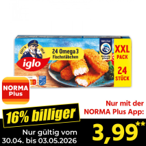 Nur mit der NORMA Plus App günstiger: »Fischstäbchen Omega 3 XXL«