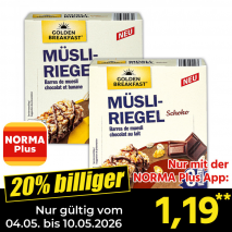 Nur mit der NORMA Plus App günstiger: »Müsliriegel«