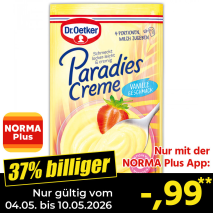 Nur mit der NORMA Plus App günstiger: »Paradies Creme«