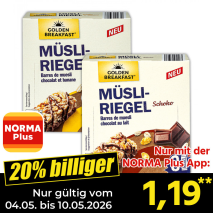 Nur mit der NORMA Plus App günstiger: »Müsliriegel«