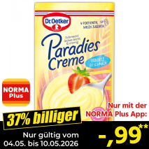Nur mit der NORMA Plus App günstiger: »Paradies Creme«