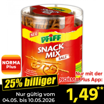 Nur mit der NORMA Plus App günstiger: »Snack Mix«
