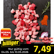 Nur mit der NORMA Plus App günstiger: »Gulasch gemischt«