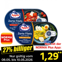 Nur mit der NORMA Plus App günstiger: »Herings-Filets«