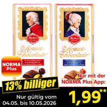 Nur mit der NORMA Plus App günstiger: »Mozart-Chocolade«