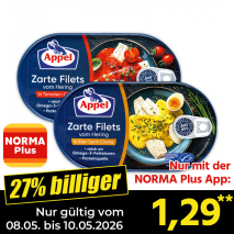 Nur mit der NORMA Plus App günstiger: »Herings-Filets«
