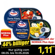 Nur mit der NORMA Plus App günstiger: »Herings-Filets«