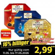 Nur mit der NORMA Plus App günstiger: »Edle Tropfen in Nuss«