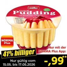 Nur mit der NORMA Plus App günstiger: »Pudding mit Soße«