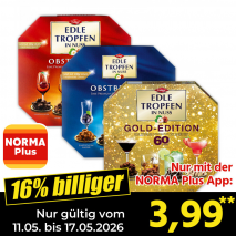 Nur mit der NORMA Plus App günstiger: »Edle Tropfen in Nuss«