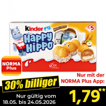 Nur mit der NORMA Plus App günstiger: »Happy Hippo«