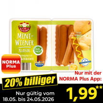 Nur mit der NORMA Plus App günstiger: »Mini-Wiener«