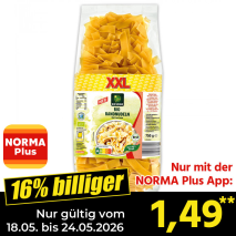 Nur mit der NORMA Plus App günstiger: »Bio-Bandnudeln«