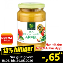 Nur mit der NORMA Plus App günstiger: »Bio-Fruchtmark Apfel«