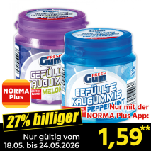 Nur mit der NORMA Plus App günstiger: »Gefüllte Kaugummis«