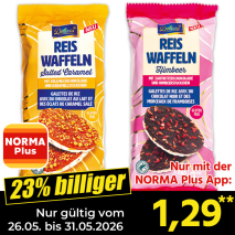 Nur mit der NORMA Plus App günstiger: »Reiswaffeln«