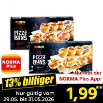 Nur mit der NORMA Plus App günstiger: »Pizza Buns«