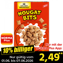 Nur mit der NORMA Plus App günstiger: »Nougat Bits«