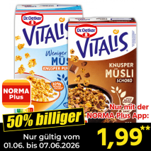 Nur mit der NORMA Plus App günstiger: »Vitalis Müsli«