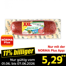 Nur mit der NORMA Plus App günstiger: »Bergsalami XXL«