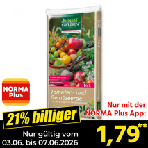 Nur mit der NORMA Plus App günstiger: »Tomaten- und Gemüseerde«