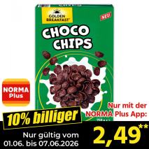 Nur mit der NORMA Plus App günstiger: »Choco Chips«
