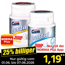 Nur mit der NORMA Plus App günstiger: »Dental Kaugummis«