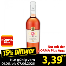 Nur mit der NORMA Plus App günstiger: »Legrazie Rosato Salento IGP«