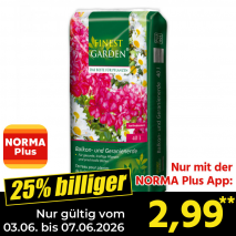 Nur mit der NORMA Plus App günstiger: »Balkon- und Geranienerde«