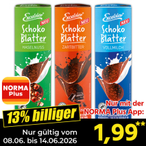 Nur mit der NORMA Plus App günstiger: »Schoko Blätter«