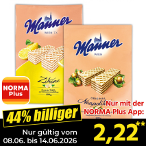 Nur mit der NORMA Plus App günstiger: »Waffelspezialität«