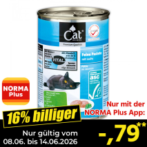 Nur mit der NORMA Plus App günstiger: »Katzenassnahrung«