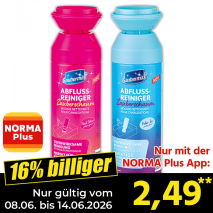 Nur mit der NORMA Plus App günstiger: »Abfluss-Reiniger Zauberschaum«