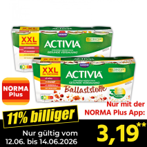 Nur mit der NORMA Plus App günstiger: »Activia 8er«