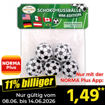 Nur mit der NORMA Plus App günstiger: »Schoko-Fussbälle«