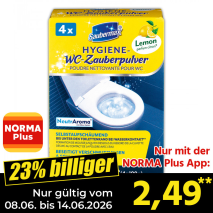 Nur mit der NORMA Plus App günstiger: »Hygiene-WC-Zauberpulver«