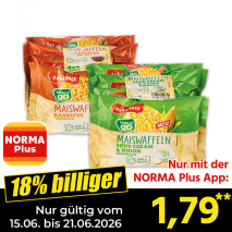 Nur gültig vom 15.06. bis 21.06.2026 und nur mit der NORMA Pluss App 18% billiger: 1,79