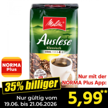 Nur gültig vom 19.06. bis 21.06.2026 und nur mit der NORMA Pluss App 35% billiger: 5,99