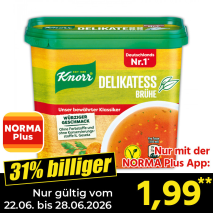 Nur gültig vom 22.06. bis 28.06.2026 und nur mit der NORMA Pluss App 31% billiger: 1,99