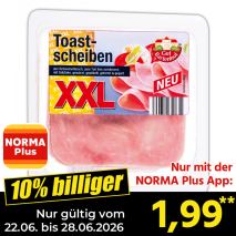 Nur gültig vom 22.06. bis 28.06.2026 und nur mit der NORMA Pluss App 10% billiger: 1,99