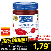 Nur gültig vom 29.06. bis 05.07.2026 und nur mit der NORMA Pluss App 33% billiger: 1,79