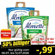 Nur gültig vom 06.07. bis 12.07.2026 und nur mit der NORMA Pluss App 50% billiger: &ndash;,99